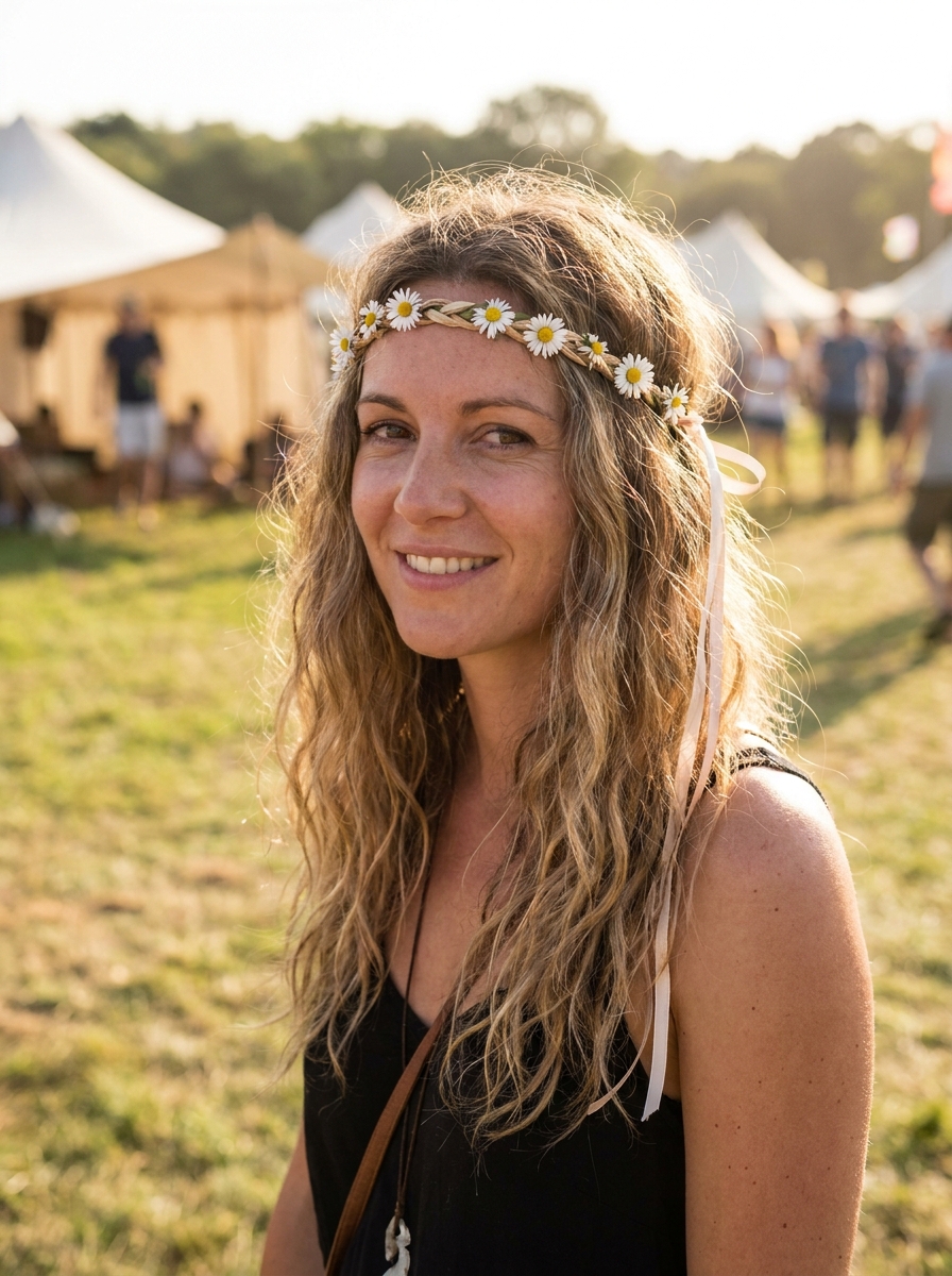 Loose Waves mit Haarband als Festival Frisuren Inspiration 2026